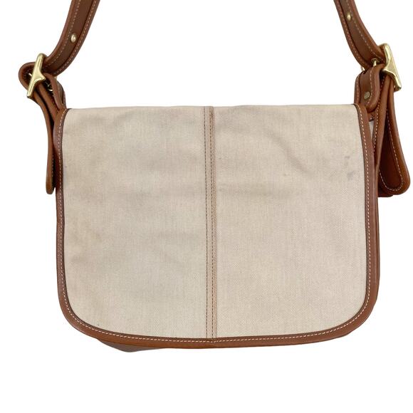 Coach Canvas Leather Cream Brown Bag - Picture 2 of 9